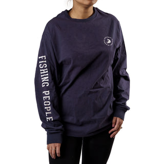 Fishing People Small Navy Unisex Long Sleeve T-Shirt