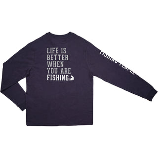 Fishing People Navy Unisex Long  leeve T- hirt