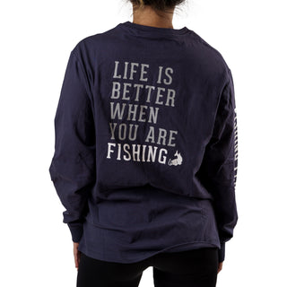 Fishing People Navy Unisex Long  leeve T- hirt