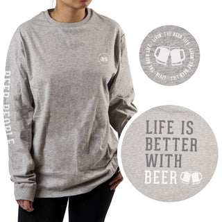 Beer People Small Heather Gray Unisex Long Sleeve T-Shirt