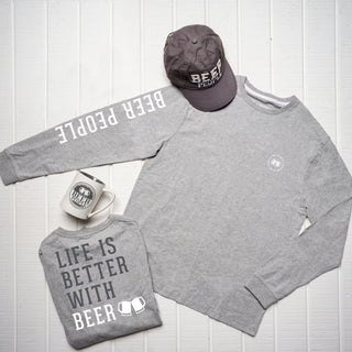 Beer People Small Heather Gray Unisex Long Sleeve T-Shirt