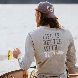 Beer People Small Heather Gray Unisex Long Sleeve T-Shirt