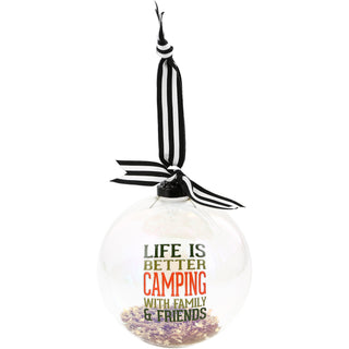 Camping 4" Iridescent Glass Ornament