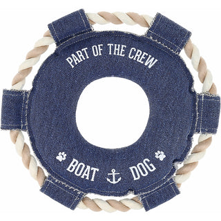 Boat Dog 10.75" x 10.75" Canvas Dog Toy on Rope