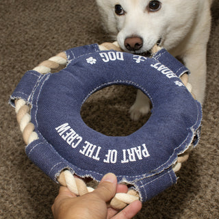 Boat Dog 10.75" x 10.75" Canvas Dog Toy on Rope