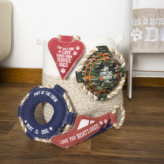 Boat Dog 10.75" x 10.75" Canvas Dog Toy on Rope