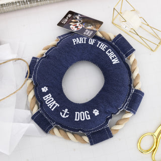 Boat Dog 10.75" x 10.75" Canvas Dog Toy on Rope