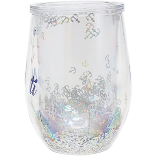 Feelin' Nauti 12 oz Acrylic Stemless Wine Glass with Lid