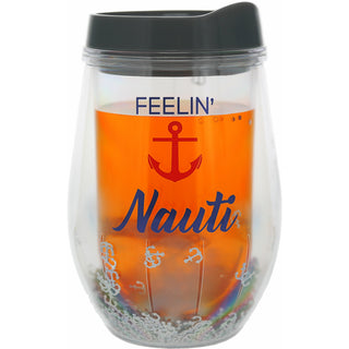 Feelin' Nauti 12 oz Acrylic Stemless Wine Glass with Lid