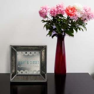 Heart & Closet 5" Mirrored Easel Back Plaque