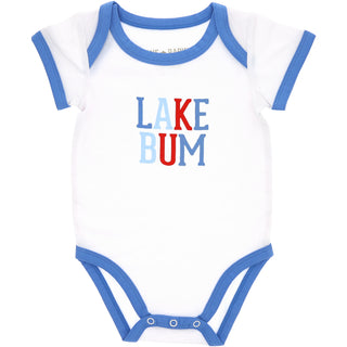 Lake Bum 6-12 Month Blue Trimmed Bodysuit