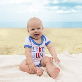 Lake Bum 6-12 Month Blue Trimmed Bodysuit
