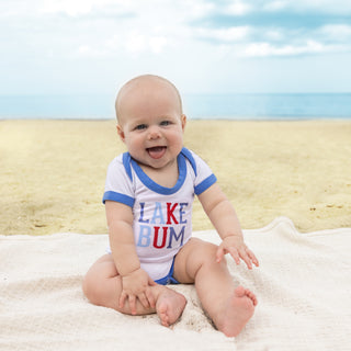 Lake Bum 6-12 Month Blue Trimmed Bodysuit