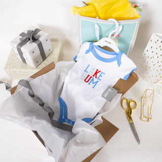 Lake Bum 6-12 Month Blue Trimmed Bodysuit