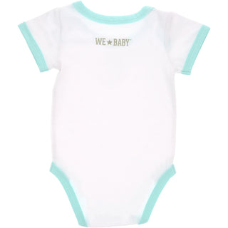 Beach Bum 6-12 Month Aqua Trimmed Bodysuit