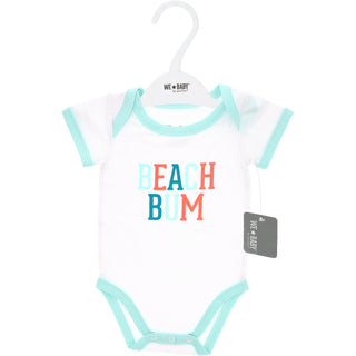 Beach Bum 6-12 Month Aqua Trimmed Bodysuit