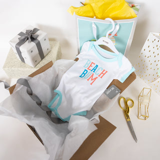 Beach Bum 6-12 Month Aqua Trimmed Bodysuit