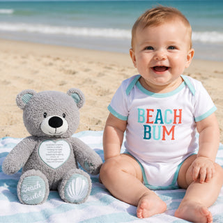 Beach Bum 6-12 Month Aqua Trimmed Bodysuit