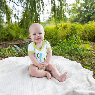 Camp Bum 6-12 Month Light Green Trimmed Bodysuit