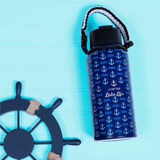 Lake Life 32 oz Stainless Steel Water Bottle with Paracord Survival Handle