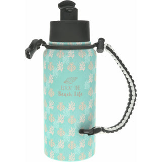 Beach Life 32 oz Stainless Steel Water Bottle with Paracord Survival Handle