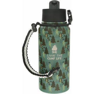 Camp Life 32 oz Stainless Steel Water Bottle with Paracord Survival Handle