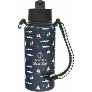 Boat Life 32 oz Stainless Steel Water Bottle with Paracord Survival Handle