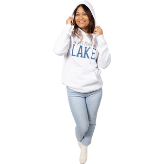 The Lake Medium White Unisex Hooded Sweatshirt