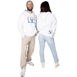 The Lake Medium White Unisex Hooded Sweatshirt