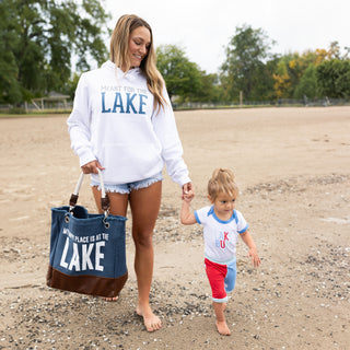 The Lake Medium White Unisex Hooded Sweatshirt
