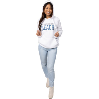 The Beach Small White Unisex Hooded Sweatshirt