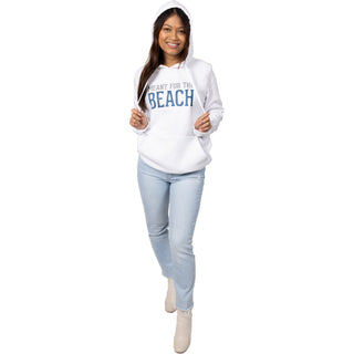 The Beach Small White Unisex Hooded Sweatshirt