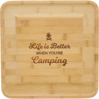 When You're Camping 13" Bamboo Serving Board with Utensils