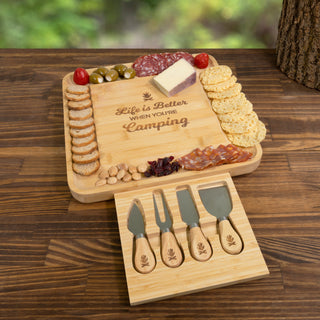 When You're Camping 13" Bamboo Serving Board with Utensils