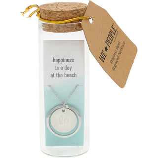 Beach 16.5" - 18.5" Stainless Steel Engraved Necklace in a Bottle