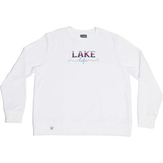 Lake Life S/M White Cotton Blend French Terry Sweatshirt