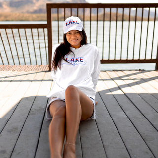 Lake Life S/M White Cotton Blend French Terry Sweatshirt