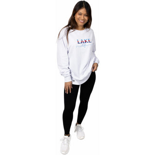 Lake Life S/M White Cotton Blend French Terry Sweatshirt