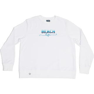 Beach Life S/M White Cotton Blend French Terry Sweatshirt