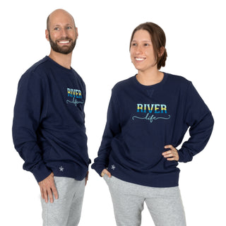 River Life S/M Navy Cotton Blend French Terry Sweatshirt