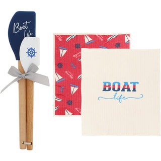 Boat Life Spatula and Reusable Dish Cloth Set (2 of Each)