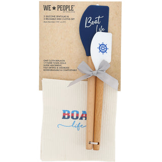 Boat Life Spatula and Reusable Dish Cloth Set (2 of Each)