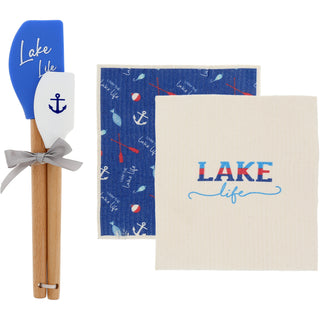 Lake Life Spatula and Reusable Dish Cloth Set (2 of Each)