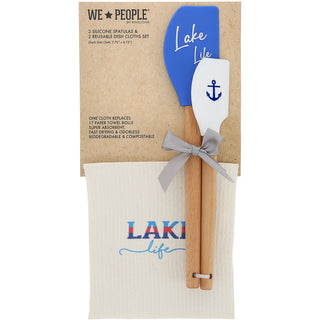 Lake Life Spatula and Reusable Dish Cloth Set (2 of Each)