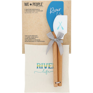 River Life Spatula and Reusable Dish Cloth Set (2 of Each)