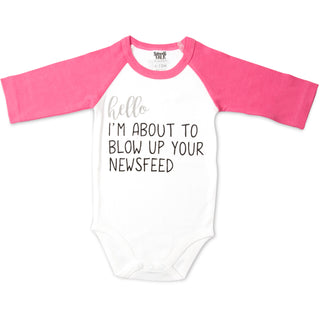 Newsfeed 12-24 Months 3/4 Length Pink Sleeve Onesie