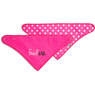 Pink Feed Me Reversible Handkerchief bib