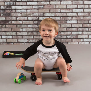 Ain't Cool 12-24 Months 3/4 Length Black Sleeve Onesie