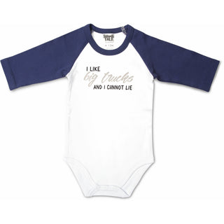 Big Trucks 3/4 Length Navy Sleeve Onesie