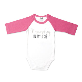 Namast'ay 3/4 Length Pink Sleeve Onesie